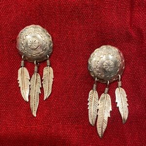 Mexican Sterling Silver Dream Catcher Earrings with posts.